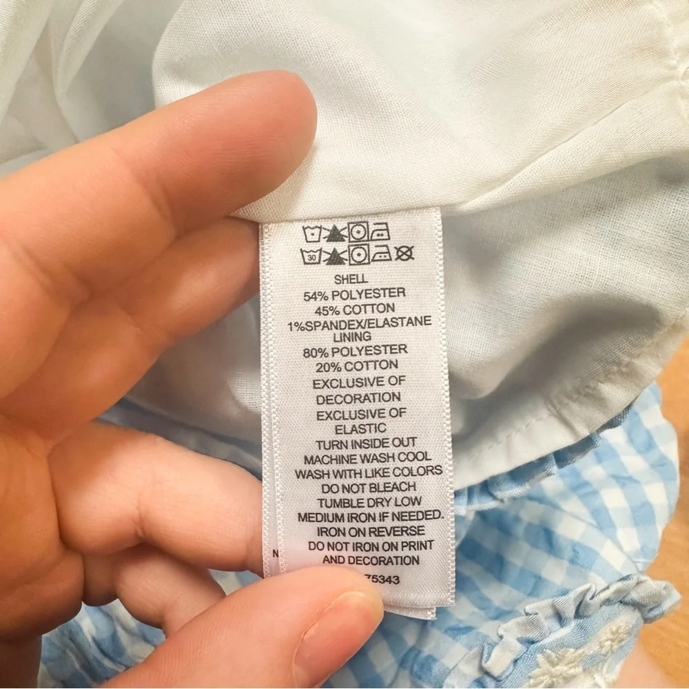 NWOT Tahari Blue & White Gingham Peter Pan Collar Formal Dress Baby 6-9M